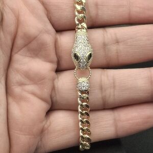 Gold-Tone Pave Snake Head Bracelet - Women's Jewelry
